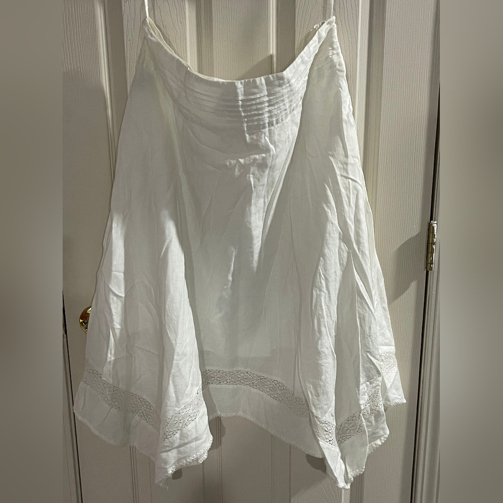 NWT Lauren Jeans Company Ralph Lauren Vintage Y2K‎ Womens White Linen Midi Skirt
